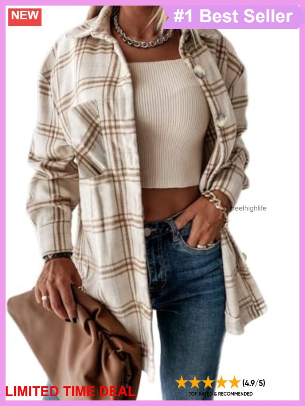Womens V Neck Button Down Long Sleeve Blouse Oversized Top with Pockets